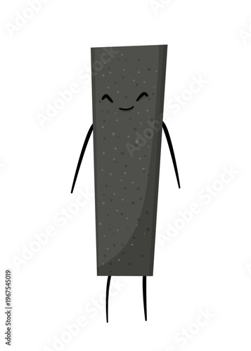 Cartoon vector illustration of a sharpening stone with a smiling face. Abrasive tool character isolated on white background for workshop and repair design.