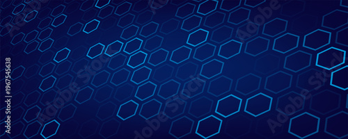 Abstract Digital Blue Hexagons Pattern Business or Science Research Background. Medical or Tech Innovation Online Webinar Presentation Event. Conference or Forum Vector Illustration Backdrop.eps,10