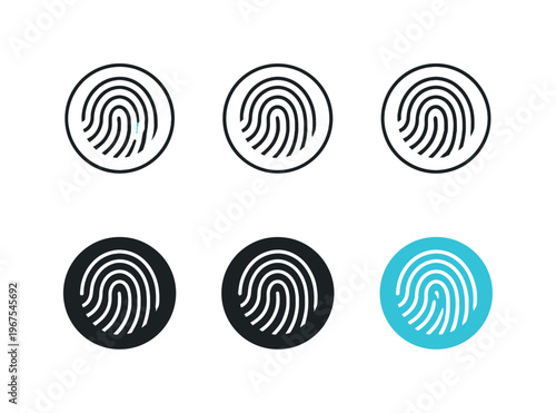 Fingerprint Icon Variations. Convenient access outcome represented using identical fingerprint touch icons displayed horizontally,