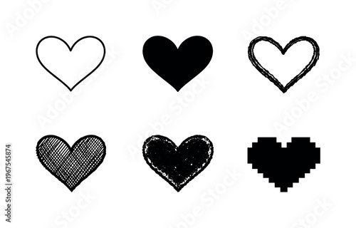 Minimal heart icon shape with curved upper lobes and pointed base, commonly used to express like and affection | Create ONE image