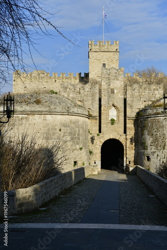 Gate D'Amboise, Rhodes town, Rhodes island, Greece. One of the entrance to the Old Rhodes town in Spring.