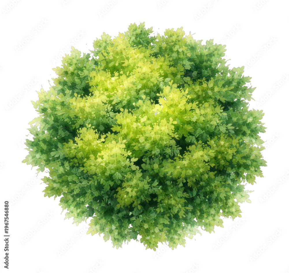 Fototapeta premium PNG Lush green watercolor foliage illustration.
