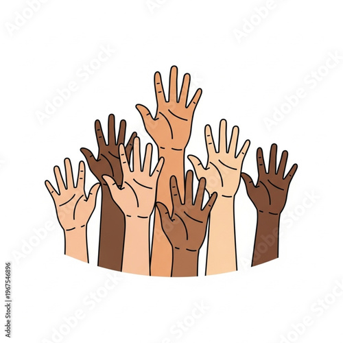 Diverse Hands Raised in Unity.