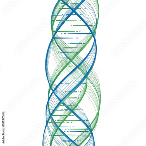 DNA Double Helix Structure Blue Green.