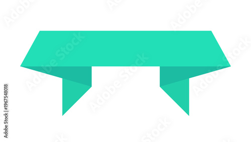 Flat vector illustration of an empty origami style banner. Design element for promotions, sales announcements and product labels isolated on white background.