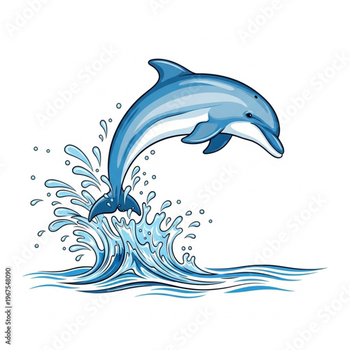 Dolphin Jumping Out of Water Splashing.