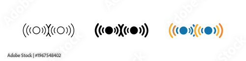 Minimal Sensor Icon Set. Enhanced safety outcome illustrated using repeated sensor radars displayed horizontally, identical wave