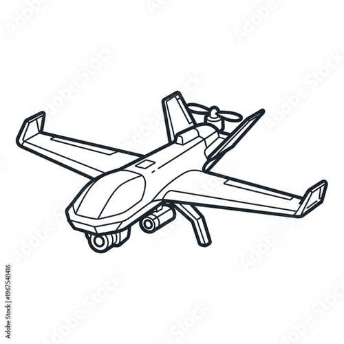 Drone Aircraft with Rotating Blades Illustration.