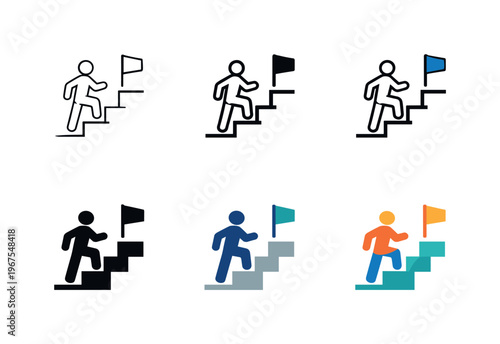 Icon concept focused on professional progression represented through a metaphorical structure that implies goal orientation,