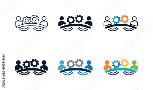 Icon concept focused on strategic collaboration upkeep represented through a metaphorical structure that implies coordination
