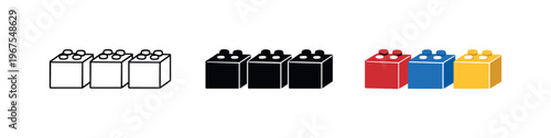 Learning through play outcome expressed using repeated building blocks displayed horizontally, identical cube shapes and