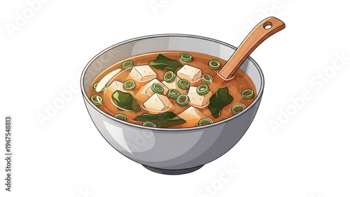Sushi Day Miso Soup Bowl Illustration – Japanese Cuisine Minimal Vector Design