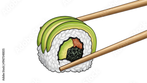 Sushi Day Fresh Salmon Cucumber Uramaki with Avocado Slices Illustration – Japanese Cuisine Vector