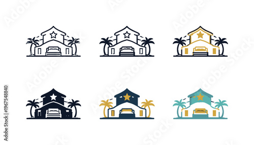 Elegant Icon Display. Icon concept focused on refined accommodation identity represented through a metaphorical structure that