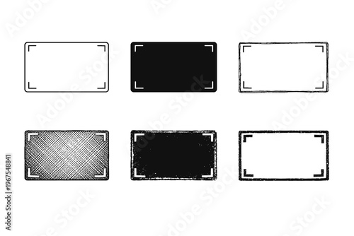Identification picture frame template with clean rectangular boundary and small alignment corner marks, used for travel documents