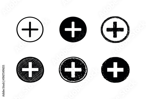 Circular add button with prominent plus mark in the middle, common interface symbol for creating new items | Create ONE image