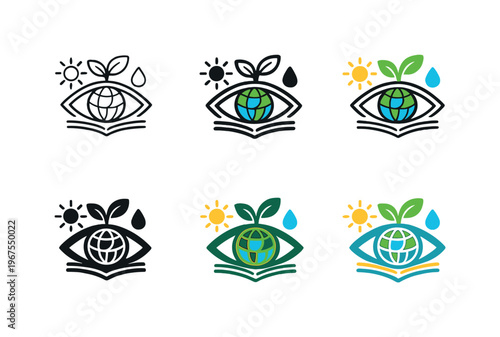 Visual metaphor for sustainability awareness formed as a cohesive symbol suggesting attentiveness to climate conditions,