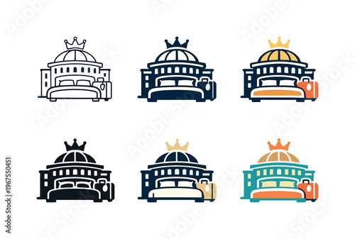 Visual metaphor for elite lodging experience formed as a cohesive symbol suggesting grandeur, comfort assurance, and curated