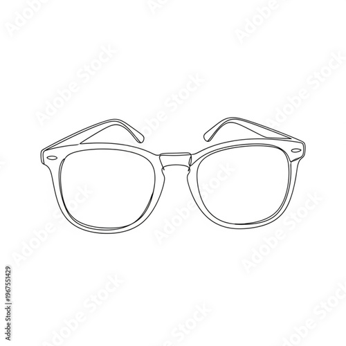 Eyeglasses illustration with dotted lines and simple design.