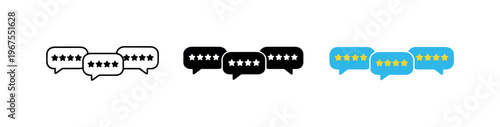 Subscriber Growth Icons. Increased subscriber base outcome expressed through repeated speech bubble with star rating symbols
