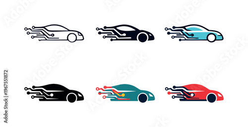 Futuristic Vehicle Icons. Core concept representing advanced vehicle innovation, conveyed through a symbolic fusion of an