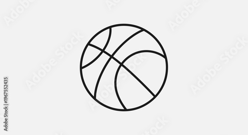 Minimalist Basketball Outline Icon on Light Grey Background - Simple Vector Illustration for Sport and Play