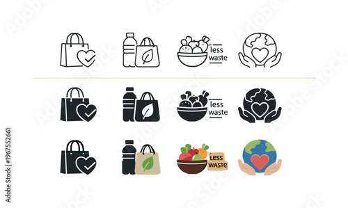 Icon object one representing the first responsible consumption element, icon object two representing the second, icon object