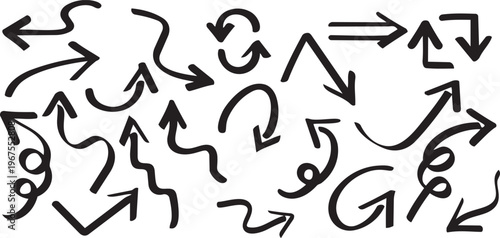 Arrows of Navigation: A collection of various arrows. The image is an array of arrows, each pointing in a different direction and in various designs. It captures the essence of guidance.
PNG