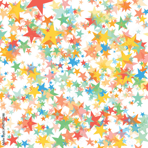 Bright Color stars confetti background. Splash effect banner. Vector abstract illustration with blurred drops of rain for wallpaper, wrapping paper, backdrop, poster, decorative designs.