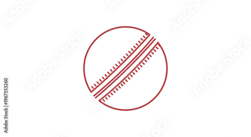 Red cricket ball outline icon. Minimalist vector illustration for sports, games, and recreation. Simple graphic design element.