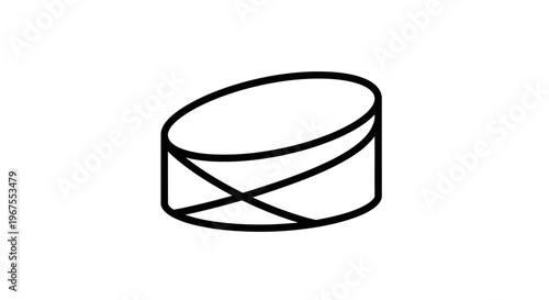 Simple line icon of a percussion drum instrument with a sloped top, vector outline illustration for music and rhythm.