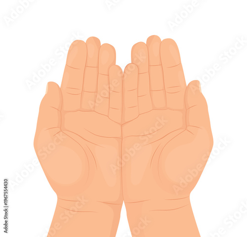 Hands turned palms up. Two open palms offer prayer.