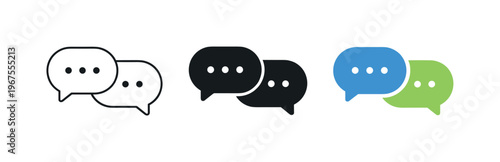 Messaging activity unfolds with matching chat bubbles positioned side by side, identical rounded shapes and tails balanced with