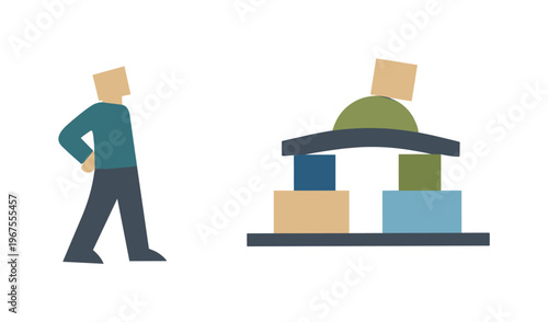 Individual stepping back as the adapted demand structure holds steady, indicating effective adjustment. Stylized editorial