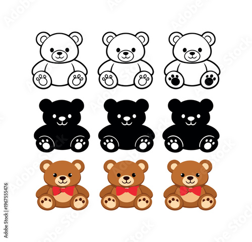 Playtime unfolds as matching teddy bears placed horizontally, equal plush silhouettes and proportions balanced with consistent