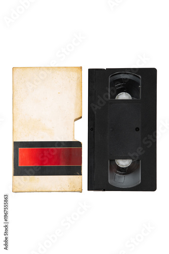 Картината върху платно Retro VHS videotape with a worn cardboard sleeve isolated on a clean white back