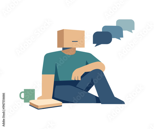 Minimalist Abstract Figure. Individual allowing some demands to recede naturally, reducing overload without resistance. Stylized