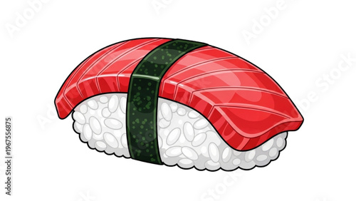 Sushi Day Fresh Tuna Nigiri with Nori Strip Illustration – Japanese Cuisine Vector