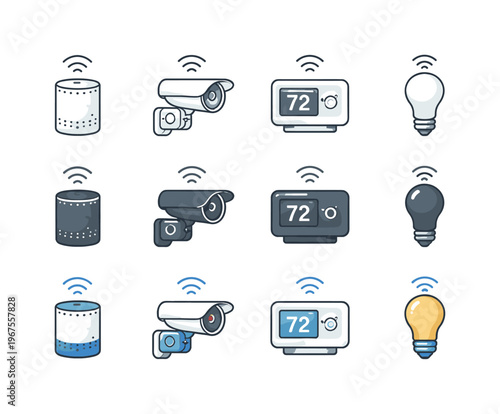 IoT Icons Matrix. Gentle routine shows a person filing documents one by one, keeping piles even and spacing consistent | scene of