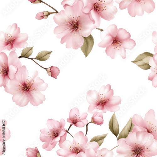 Seamless background with spring cherry blossoms