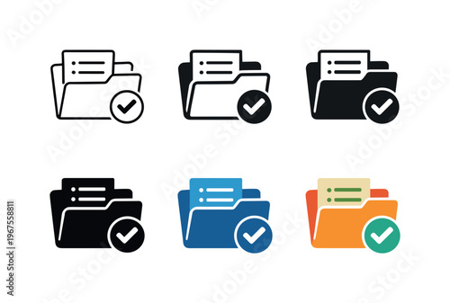 Symbol communicating compliance records and formal filings, shaped as an orderly dossier marked by confirmation and review,