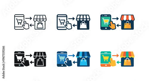 Core concept representing digital buying and modern shop interactions, expressed through a unified symbol that merges online