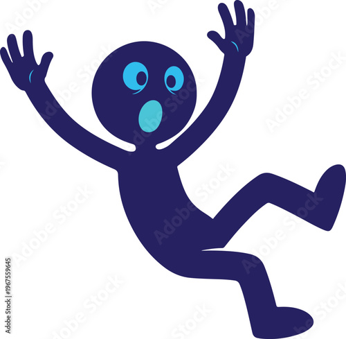 A cartoon character falling down with a shocked expression