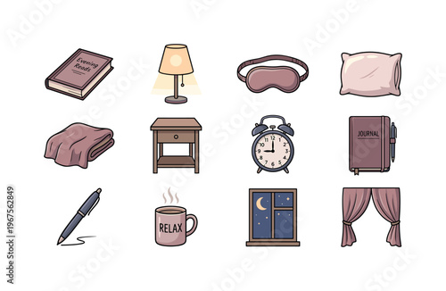 Cozy evening routine elements for relaxation and sleep preparation