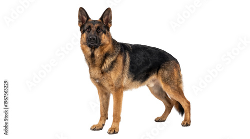 фотографія Majestic German Shepherd dog standing alert, isolated on transparent background