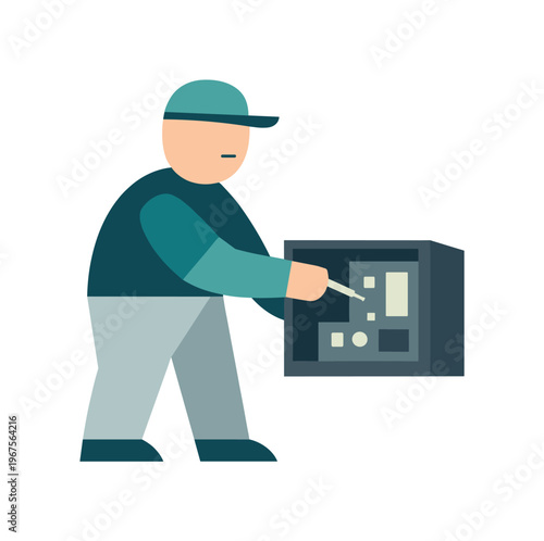 Professional making a subtle internal adjustment while focus remains stable, showing maintenance rather than effort. Stylized