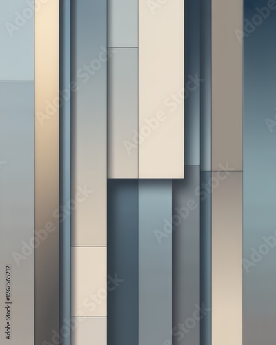 Abstract vertical panels with soft shadows in modern geometric layered background