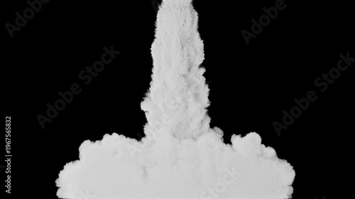 Falling White Vapor Simulation Spreads Across a Black Void