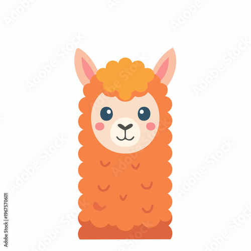 Flauschiges Alpaka mit freundlichem Gesicht.