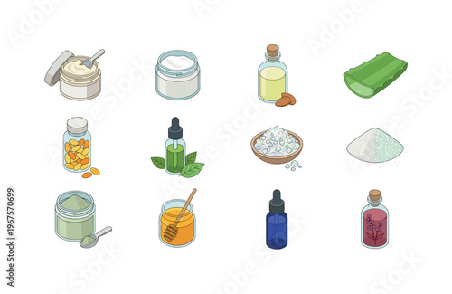 Natural ingredients for skincare and wellness products collection